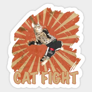 MMA Cat Fight Kitty Fighting Muay Thai Fighter Gift Sticker